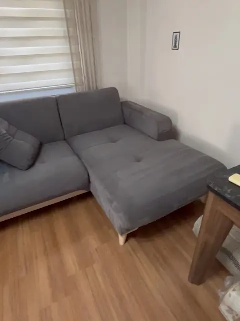 Gri köşe koltuk, yıkama sonrası — Bornova, İzmir